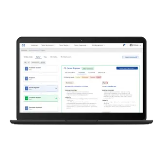 Interface design for a case study card titled 'Construction Tender Management System,' displayed across a desktop monitor, tablet, and two smartphones, showcasing a digital platform with forms, tables, and navigation features optimized for multiple devices.